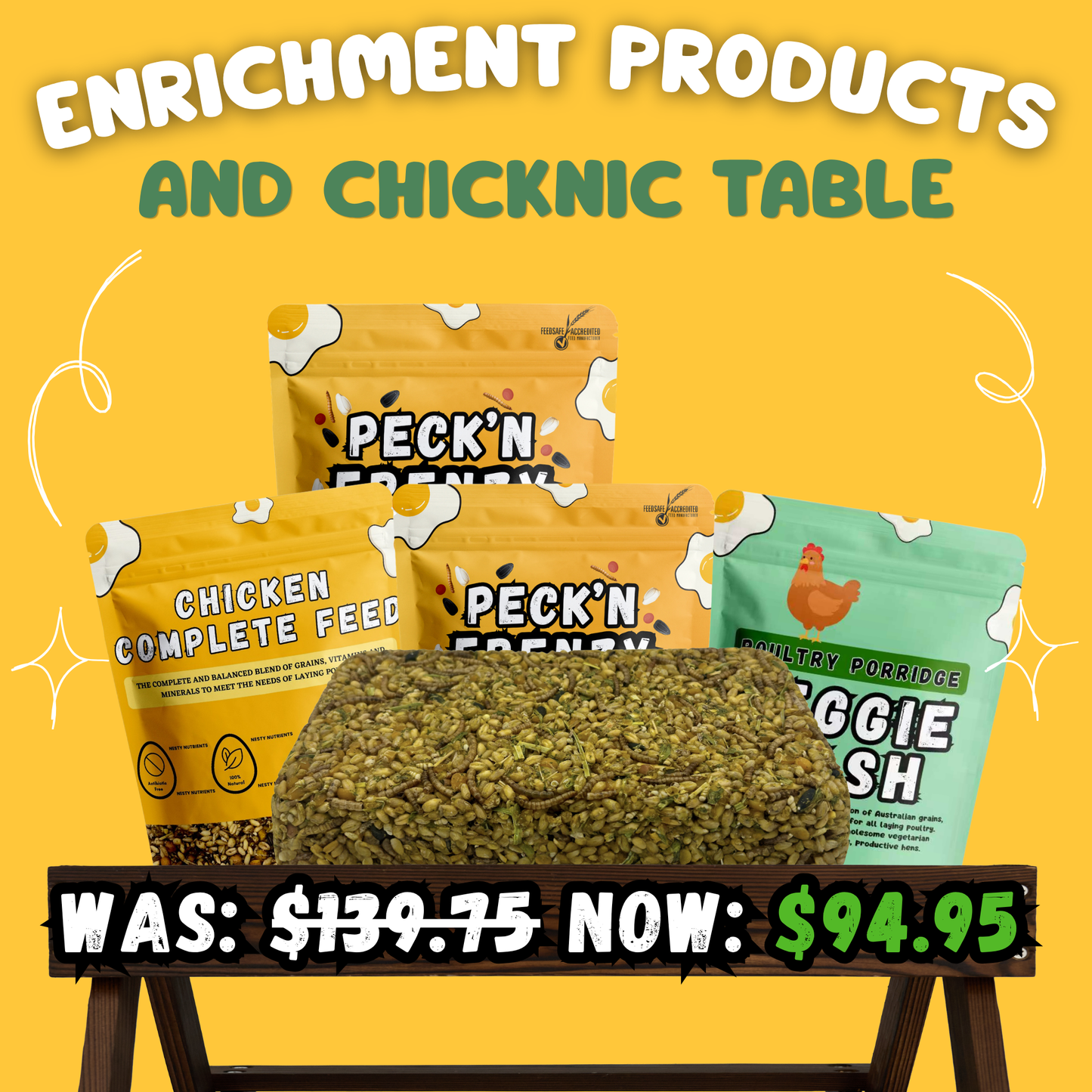Chicknic Table + Enrichment Feeds PRE-ORDER